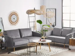 Set da salotto 5 posti MAURA Velluto Grigio