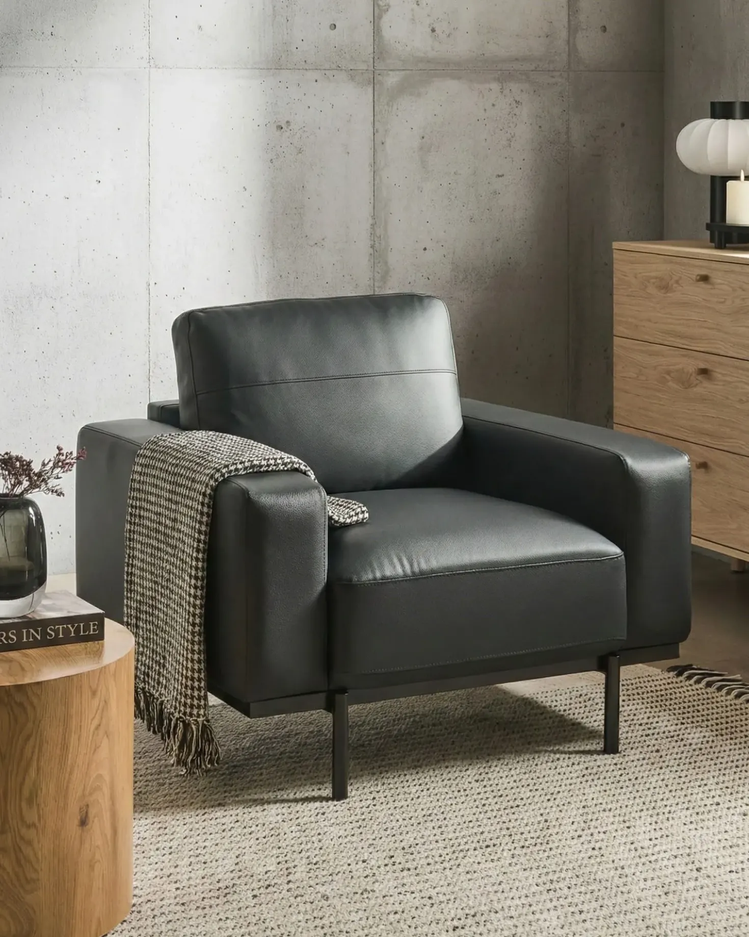 Set da salotto 6 posti SOVIK Pelle sintetica Nero