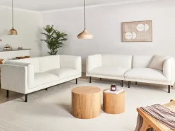 Set da salotto 5 posti VORGOD Bouclé Bianco sporco