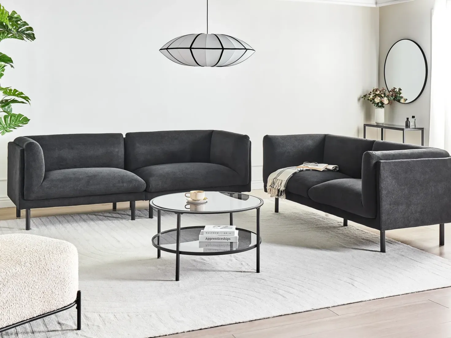 Set da salotto 5 posti VORGOD Tessuto Nero