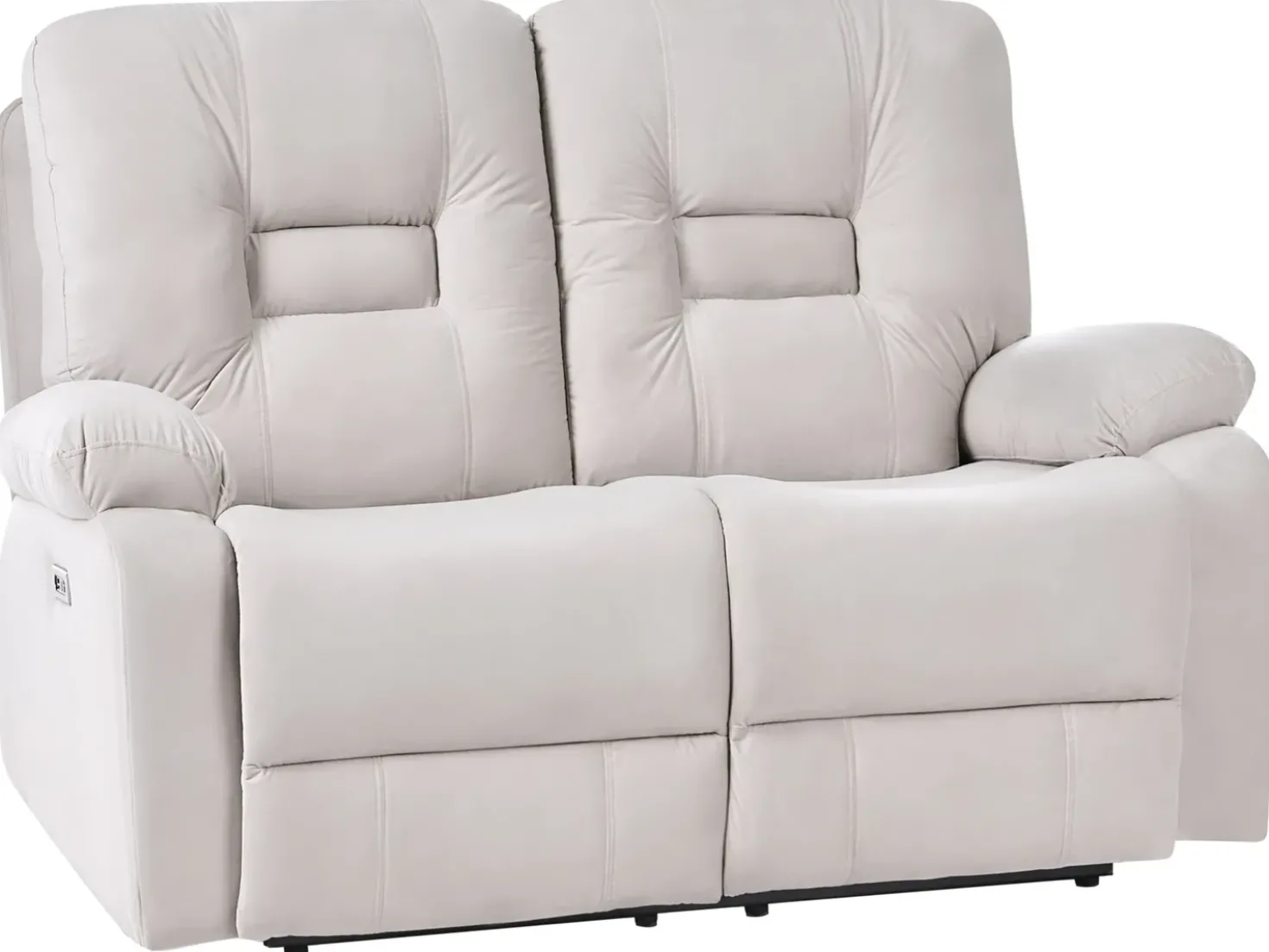 Set da salotto reclinabile elettrico 6 posti BERGEN Velluto Beige chiaro con porta USB