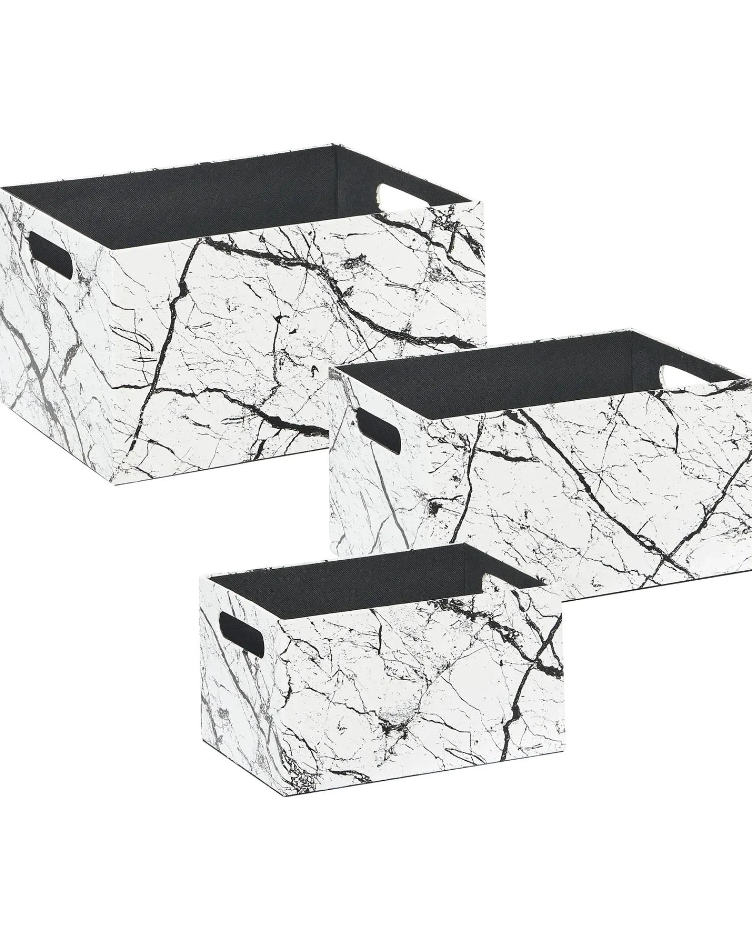Discount Beliani Set de 3 cutii LARSA Pelle sintetica Bianco Bianco Nero