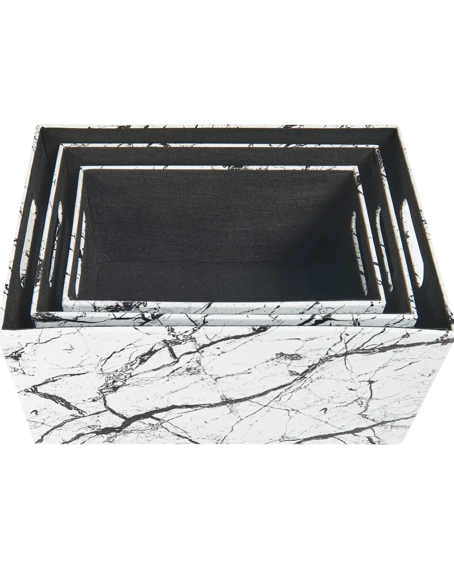 Discount Beliani Set de 3 cutii LARSA Pelle sintetica Bianco Bianco Nero