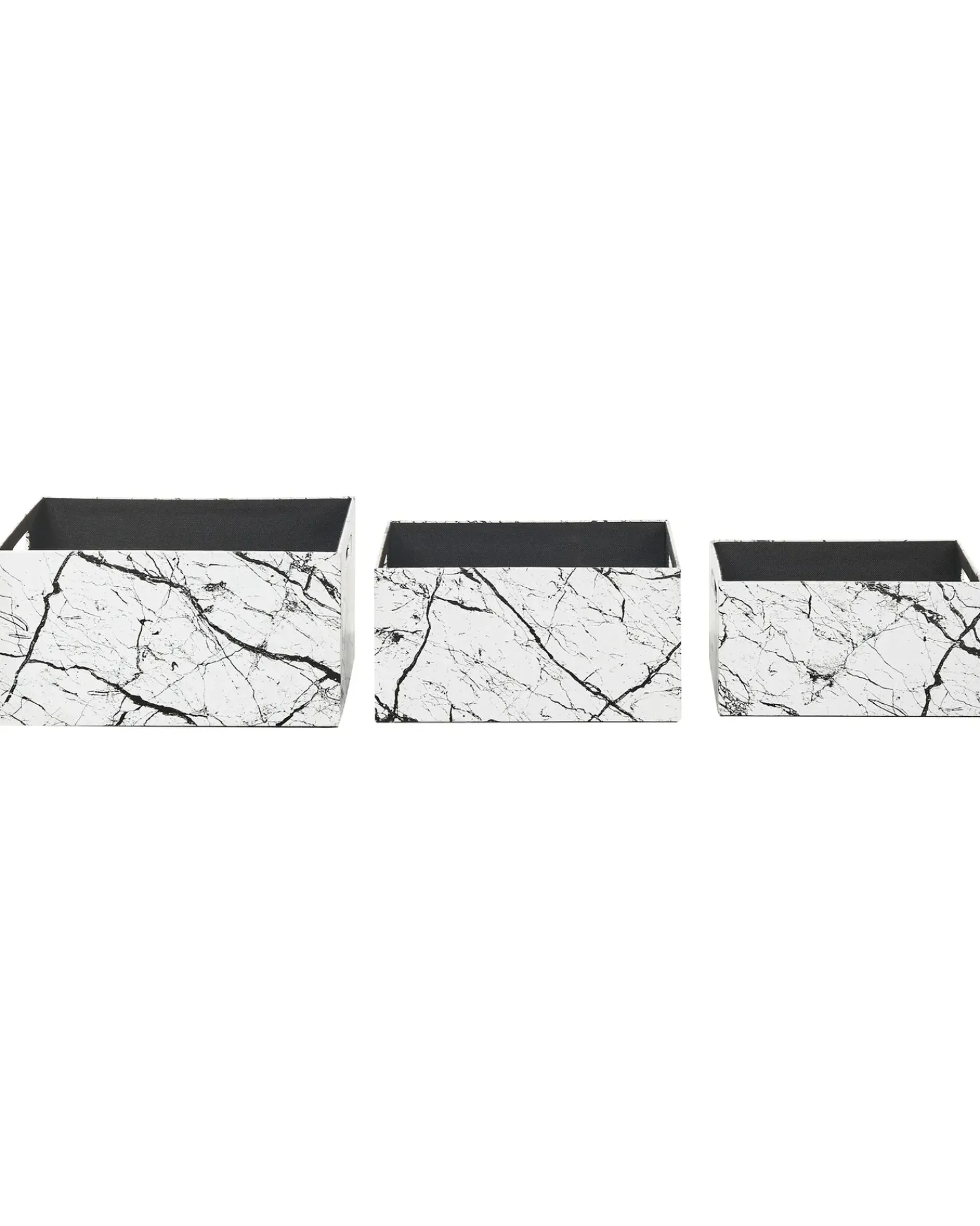 Discount Beliani Set de 3 cutii LARSA Pelle sintetica Bianco Bianco Nero