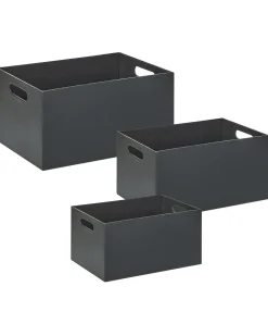 Beliani Set de 3 cutii LARSA Pelle sintetica grafite Grigio
