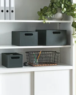 Beliani Set de 3 cutii LARSA Pelle sintetica grafite Grigio