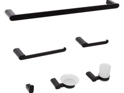 Best Beliani Set di 6 accessori da bagno PARACAS con barre e ganci per asciugamani Nero