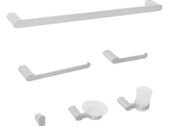 Discount Beliani Set di 6 accessori da bagno PARACAS con barre e ganci per asciugamani Argento