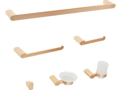 Discount Beliani Set di 6 accessori da bagno PARACAS con barre e ganci per asciugamani Oro