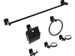 Beliani Set di 6 accessori da bagno POCONE con barre e ganci per asciugamani Nero