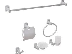 Outlet Beliani Set di 6 accessori da bagno POCONE con barre e ganci per asciugamani Argento