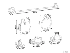 Discount Beliani Set di 6 accessori da bagno POCONE con barre e ganci per asciugamani Oro
