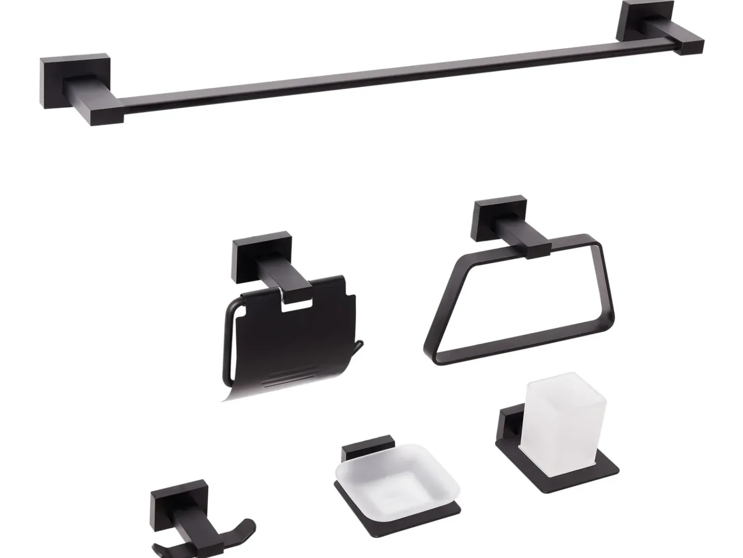 Hot Beliani Set di 6 accessori da bagno RIOHACHA con barre e ganci per asciugamani Nero