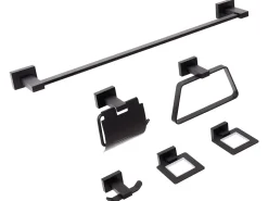 Hot Beliani Set di 6 accessori da bagno RIOHACHA con barre e ganci per asciugamani Nero