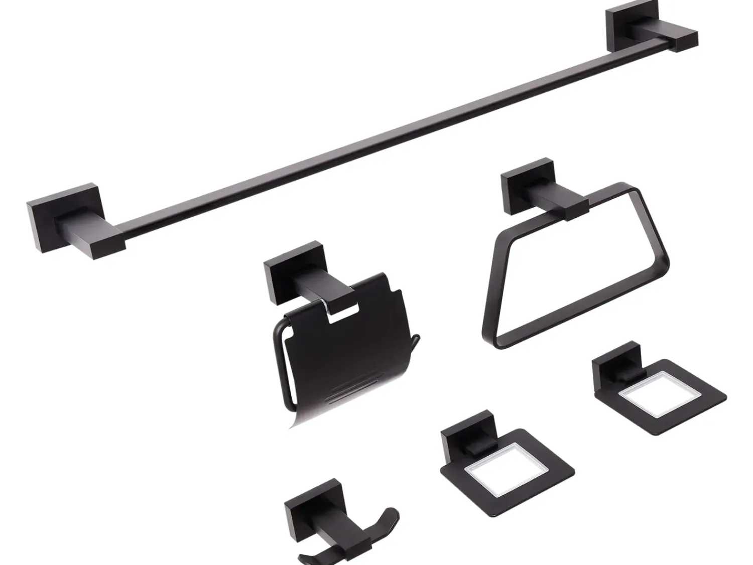 Hot Beliani Set di 6 accessori da bagno RIOHACHA con barre e ganci per asciugamani Nero