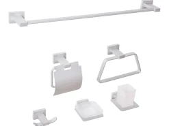 Sale Beliani Set di 6 accessori da bagno RIOHACHA con barre e ganci per asciugamani Argento