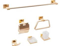 Online Beliani Set di 6 accessori da bagno RIOHACHA con barre e ganci per asciugamani Oro