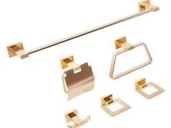 Online Beliani Set di 6 accessori da bagno RIOHACHA con barre e ganci per asciugamani Oro