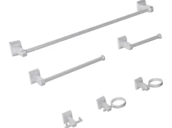 Discount Beliani Set di 6 accessori da bagno TALARA con barre e ganci per asciugamani Argento