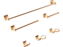 Online Beliani Set di 6 accessori da bagno TALARA con barre e ganci per asciugamani Oro