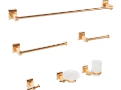Online Beliani Set di 6 accessori da bagno TALARA con barre e ganci per asciugamani Oro