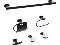 Outlet Beliani Set di 6 accessori da bagno TOCOPILLA con barre e ganci per asciugamani Nero