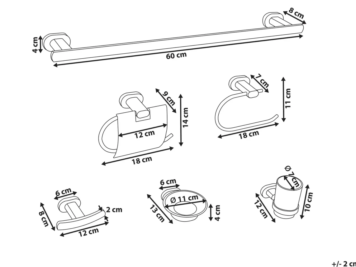 Outlet Beliani Set di 6 accessori da bagno TOCOPILLA con barre e ganci per asciugamani Nero