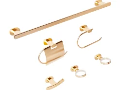 Outlet Beliani Set di 6 accessori da bagno TOCOPILLA con barre e ganci per asciugamani Oro
