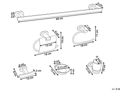 Outlet Beliani Set di 6 accessori da bagno TOCOPILLA con barre e ganci per asciugamani Oro