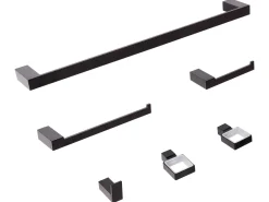 New Beliani Set di 6 accessori da bagno TUMACO con barre e ganci per asciugamani Nero