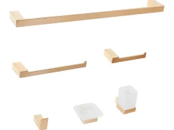 Discount Beliani Set di 6 accessori da bagno TUMACO con barre e ganci per asciugamani Oro