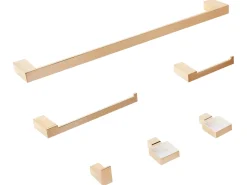 Discount Beliani Set di 6 accessori da bagno TUMACO con barre e ganci per asciugamani Oro