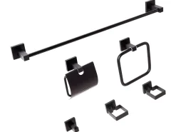 Beliani Set di 6 accessori da bagno UVITA con barre e ganci per asciugamani Nero
