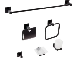 Beliani Set di 6 accessori da bagno UVITA con barre e ganci per asciugamani Nero