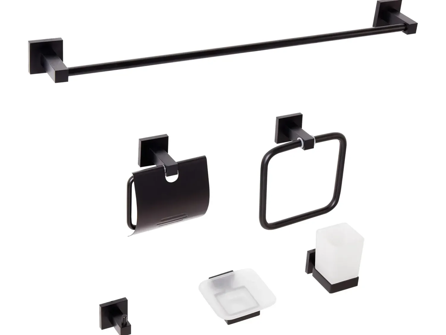Beliani Set di 6 accessori da bagno UVITA con barre e ganci per asciugamani Nero