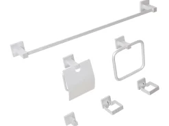 Hot Beliani Set di 6 accessori da bagno UVITA con barre e ganci per asciugamani Argento