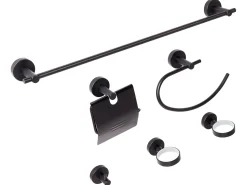 Hot Beliani Set di 6 accessori da bagno ZARUMA con barre e ganci per asciugamani Nero