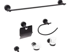 Hot Beliani Set di 6 accessori da bagno ZARUMA con barre e ganci per asciugamani Nero