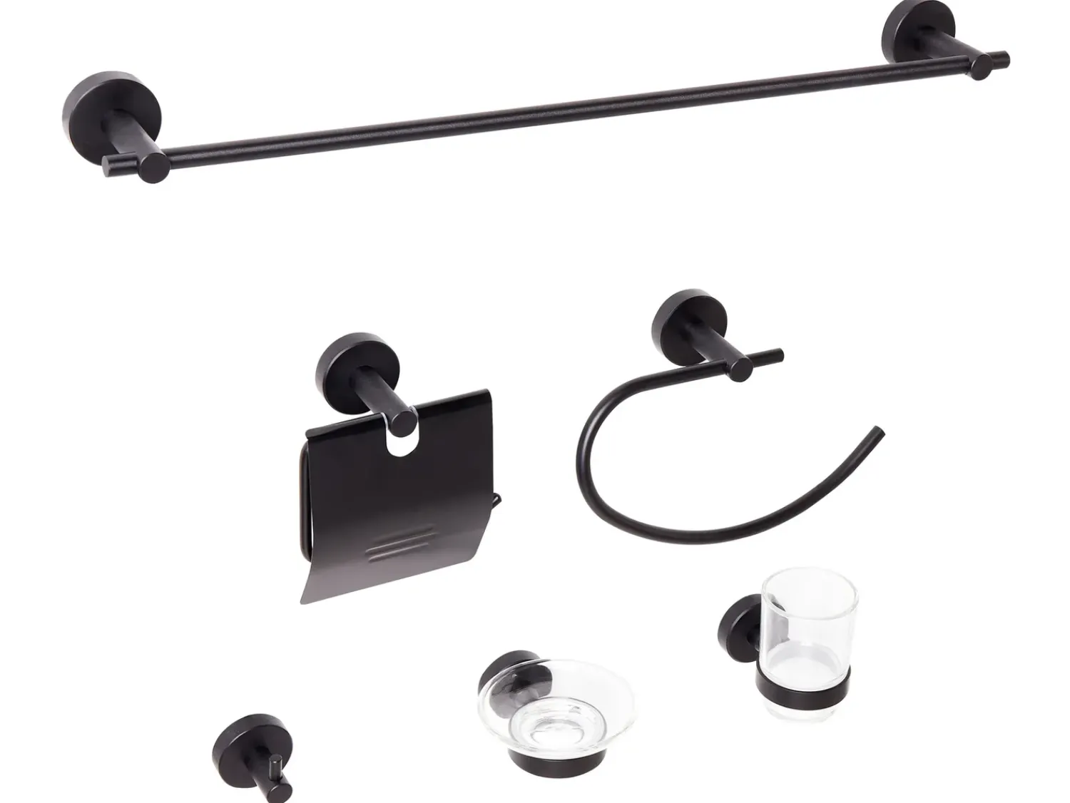 Hot Beliani Set di 6 accessori da bagno ZARUMA con barre e ganci per asciugamani Nero