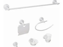 Best Beliani Set di 6 accessori da bagno ZARUMA con barre e ganci per asciugamani Argento