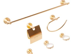 Outlet Beliani Set di 6 accessori da bagno ZARUMA con barre e ganci per asciugamani Oro