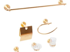 Outlet Beliani Set di 6 accessori da bagno ZARUMA con barre e ganci per asciugamani Oro