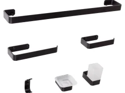 New Beliani Set di 6 accessori da bagno ZORRITOS con barre e ganci per asciugamani Metallo Nero