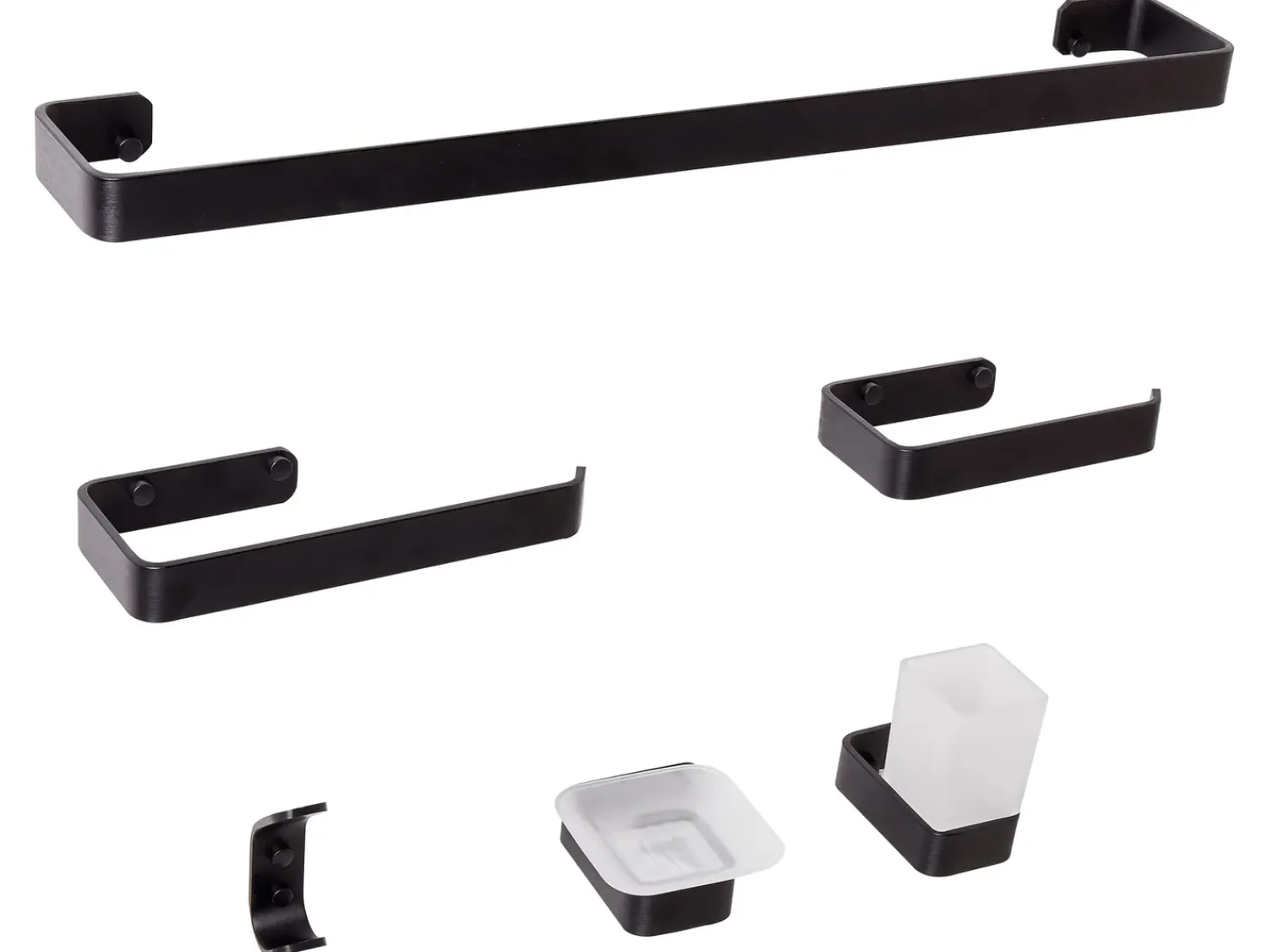 New Beliani Set di 6 accessori da bagno ZORRITOS con barre e ganci per asciugamani Metallo Nero