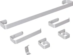 Discount Beliani Set di 6 accessori da bagno ZORRITOS con barre e ganci per asciugamani Metallo Argento