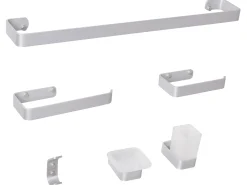 Discount Beliani Set di 6 accessori da bagno ZORRITOS con barre e ganci per asciugamani Metallo Argento