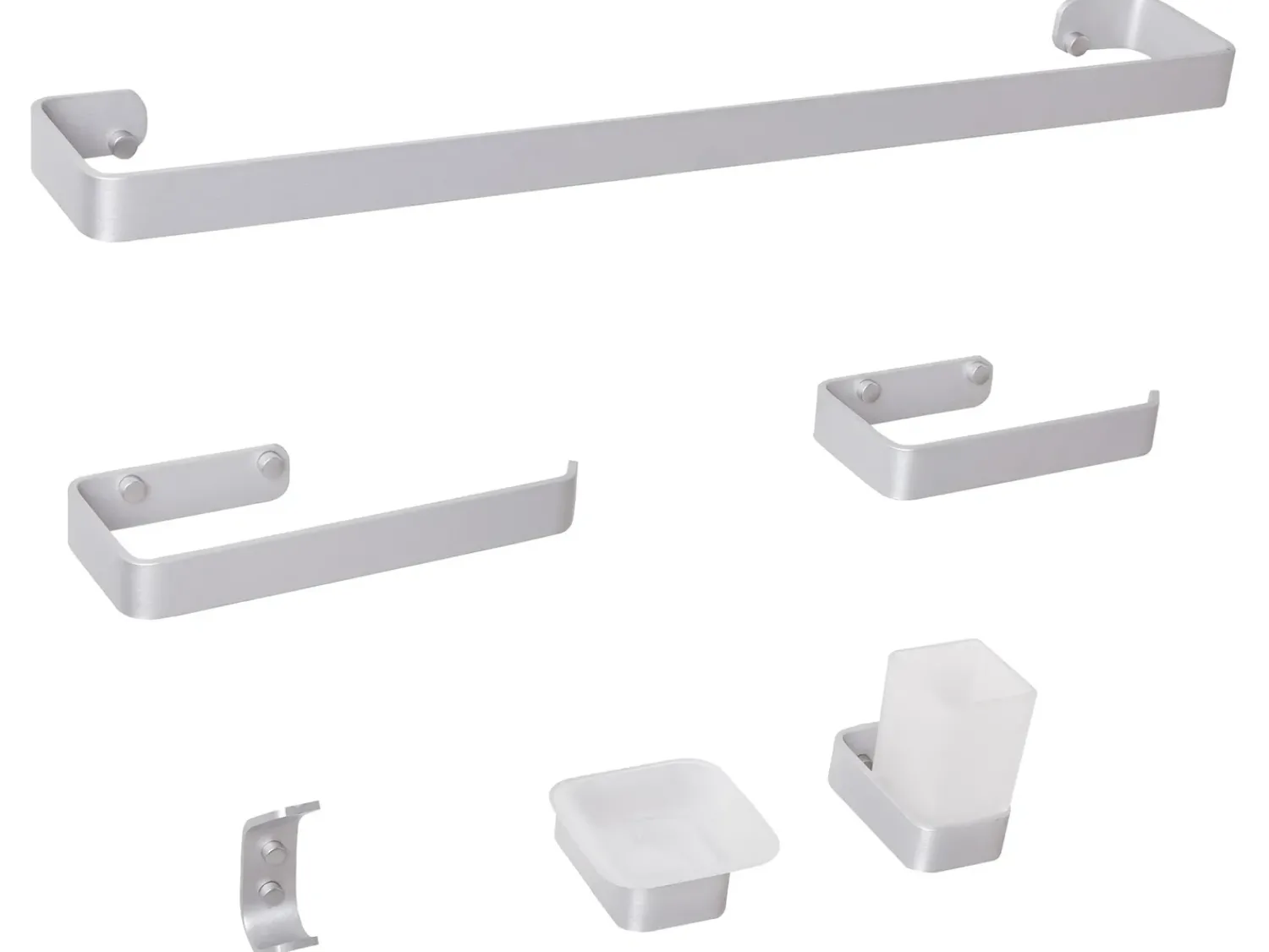 Discount Beliani Set di 6 accessori da bagno ZORRITOS con barre e ganci per asciugamani Metallo Argento