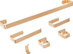 Outlet Beliani Set di 6 accessori da bagno ZORRITOS con barre e ganci per asciugamani Metallo Oro