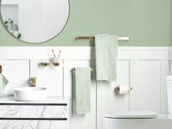 Outlet Beliani Set di 6 accessori da bagno ZORRITOS con barre e ganci per asciugamani Metallo Oro