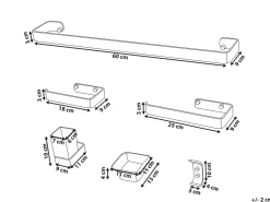 Outlet Beliani Set di 6 accessori da bagno ZORRITOS con barre e ganci per asciugamani Metallo Oro